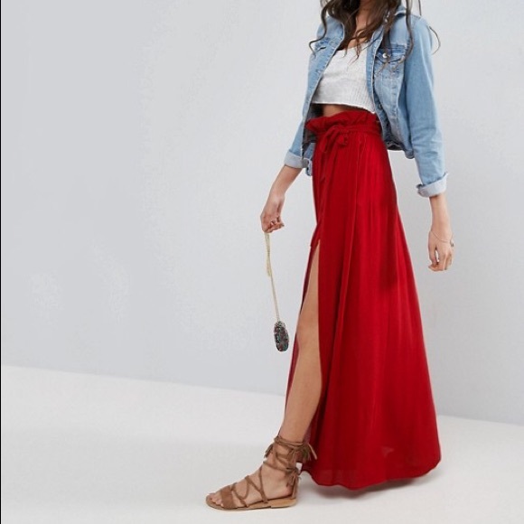 red maxi skirt 2018 summer